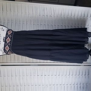 Anthropologie black strapless embroidery tunic dress large